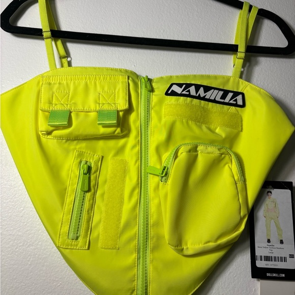 Dolls Kill Neon Yellow Tactical Bandana Top - Picture 2 of 4
